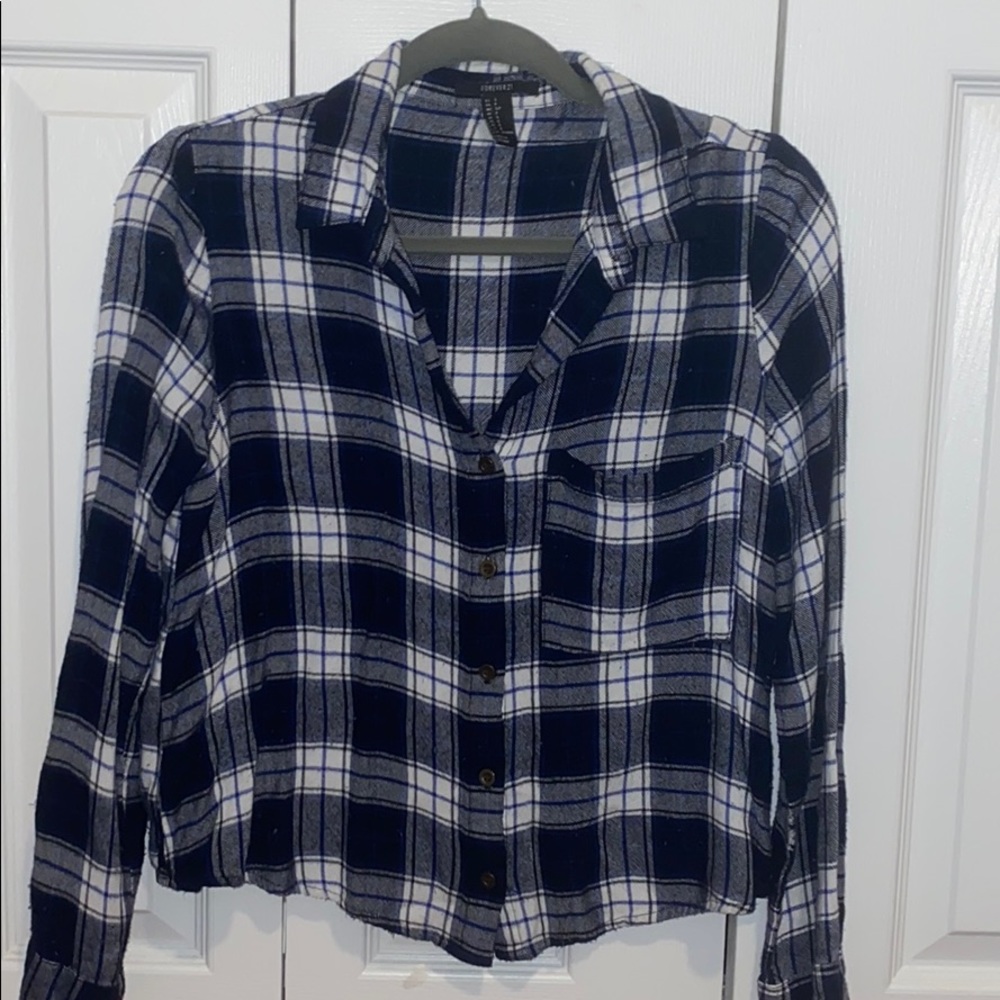 Blue white & black flannel